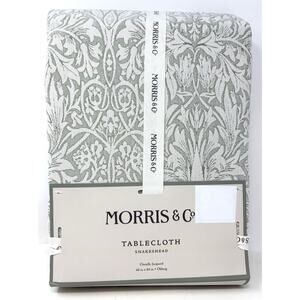 William Morris & Co Snakeshead OBLONG Tablecloth 60X84” In. Seats 6-8 Green Crm